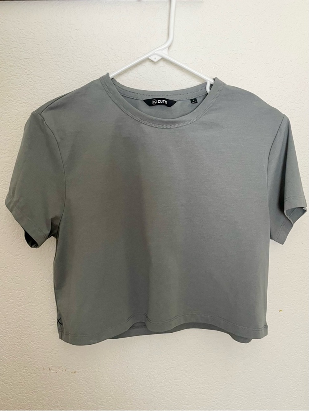 Cuts Clothing Cropped Crewneck Tee in Sage Green